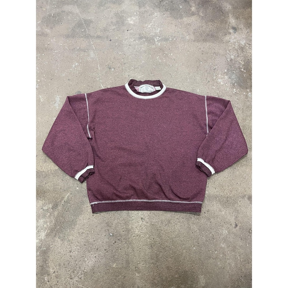 VINTAGE Social Athletic Club Sweatshirt Mens Large Burgundy Heather Crewneck 90s